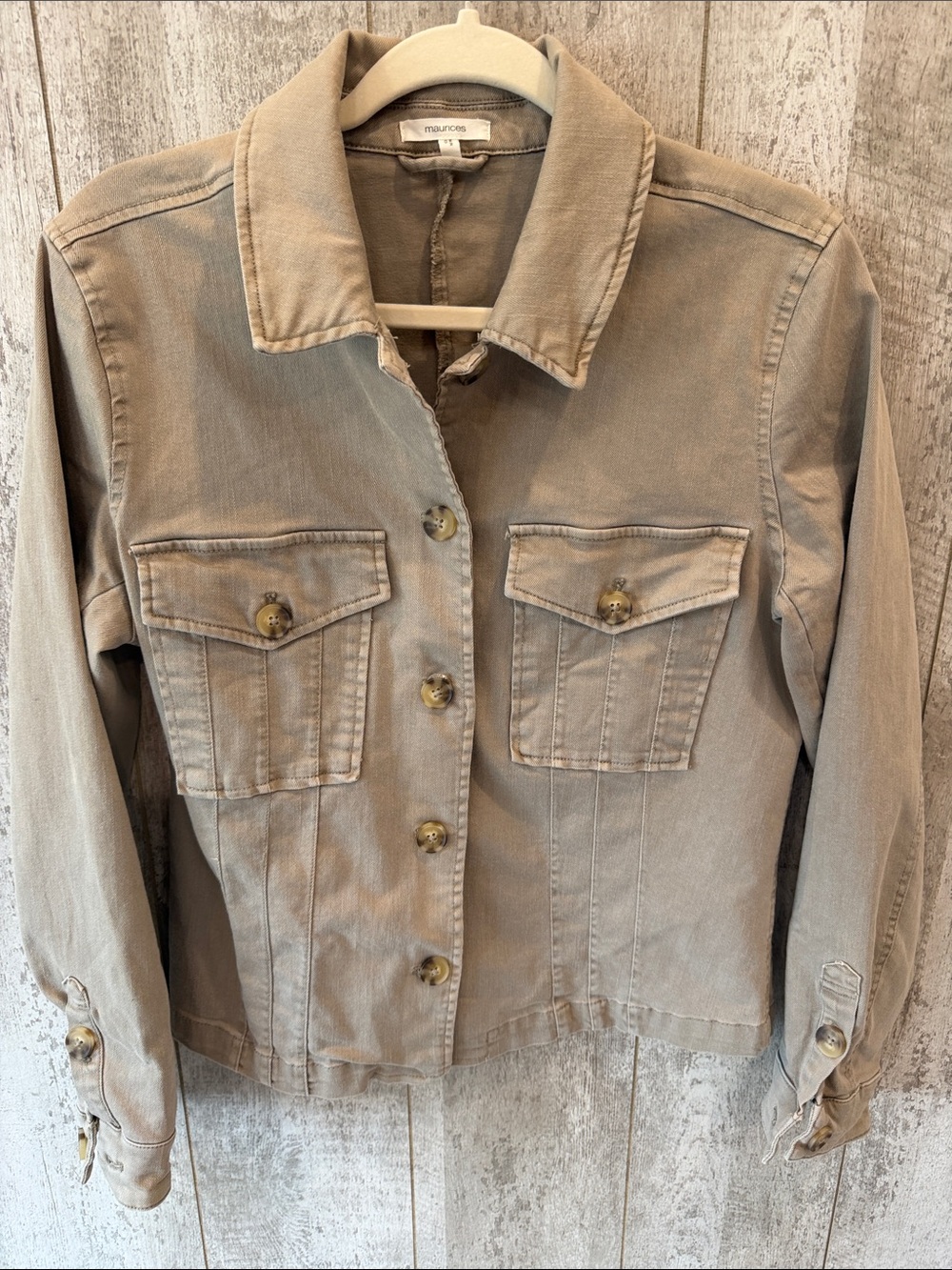Maurices Taupe Button-Up Jean Jacket Medium